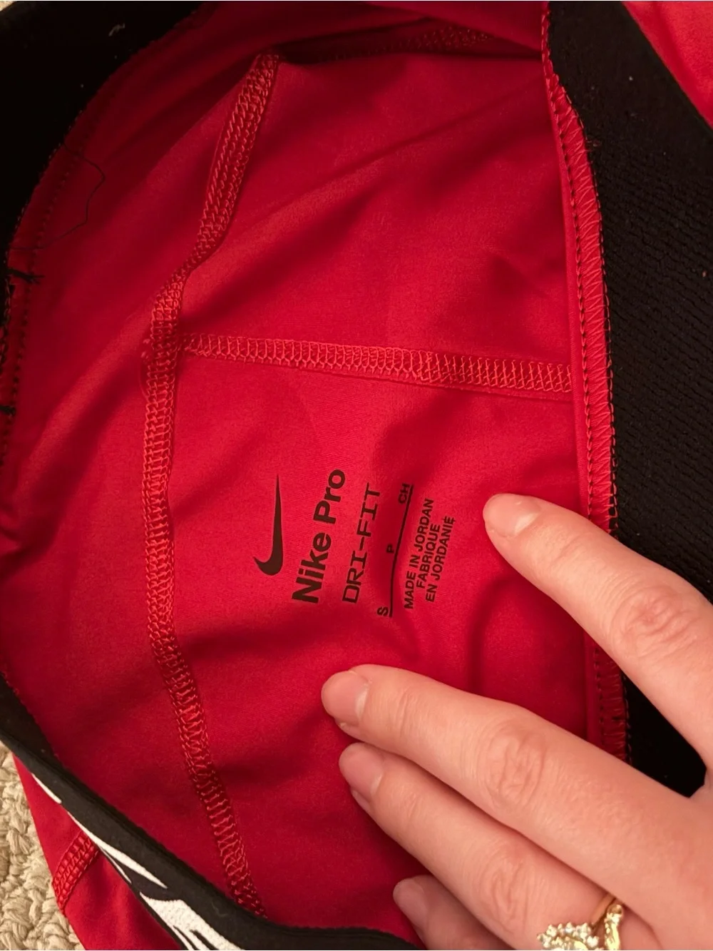 Nike Girls' Red Compression Shorts with Black Branded Waistband